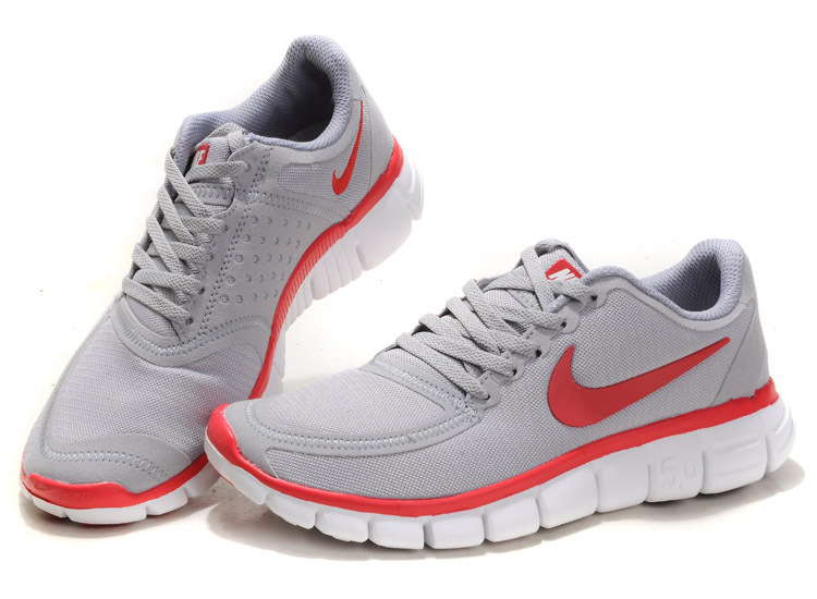 Women Nike Free 5.0 V4 Running Shoes Grey Red White