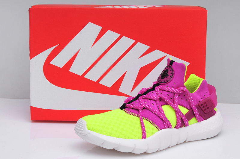 Women Nike Huarache NM Fluorscent Green Purple Shoes - Click Image to Close