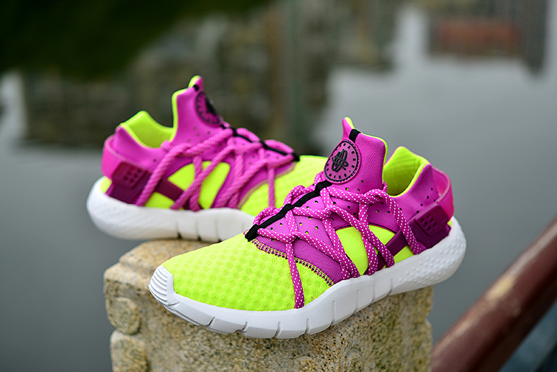 Women Nike Huarache NM Fluorscent Green Purple Shoes - Click Image to Close