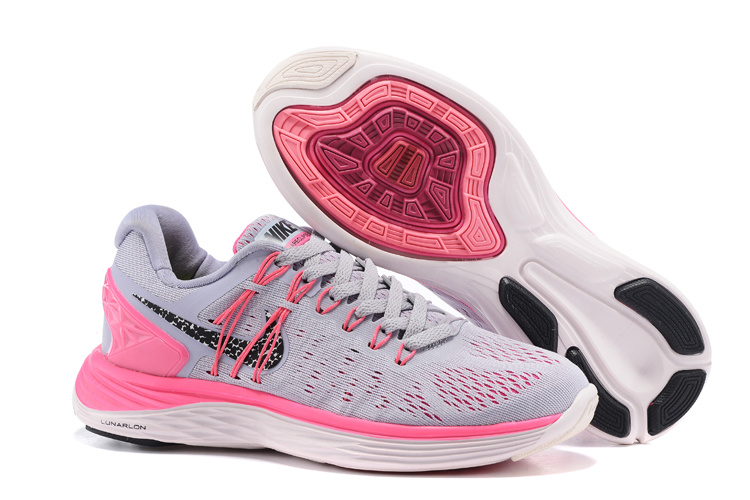 Women Nike Lunareclipes Grey Pink Black Running Shoes - Click Image to Close