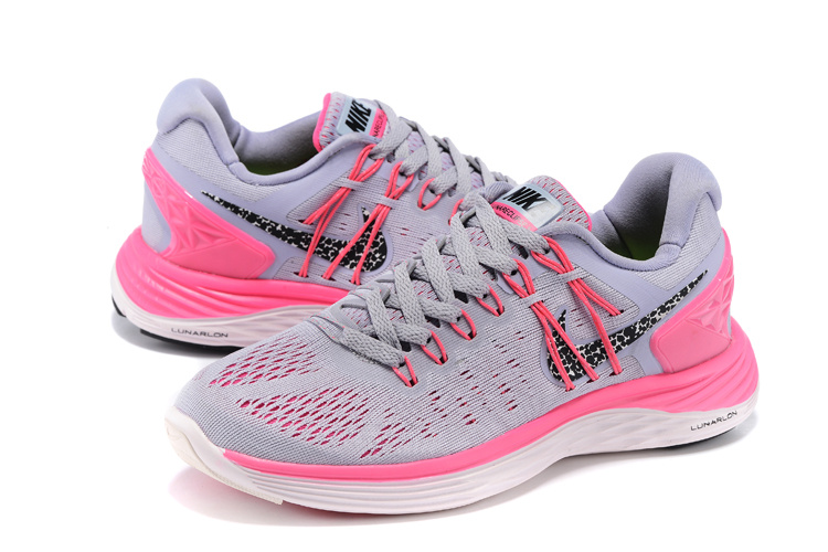 Women Nike Lunareclipes Grey Pink Black Running Shoes - Click Image to Close