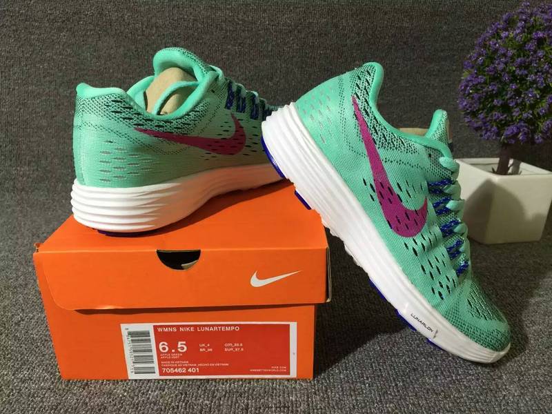 Women Nike Lunartempo 21 Light Green Pink White Shoes - Click Image to Close