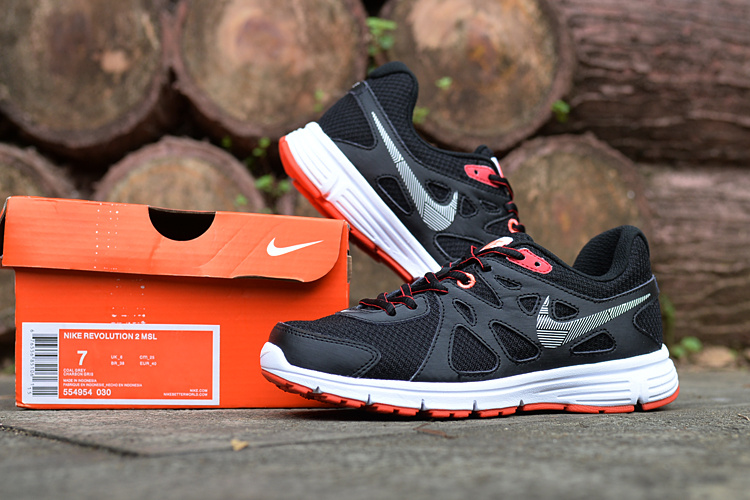 Women Nike Revolution 2 MSL Black Orange Running Shoes - Click Image to Close