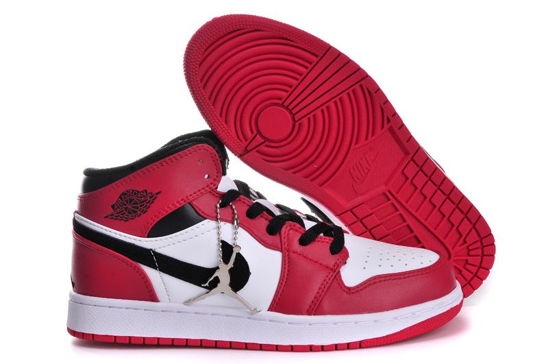 Womens Air Jordan 1 White Red Black - Click Image to Close