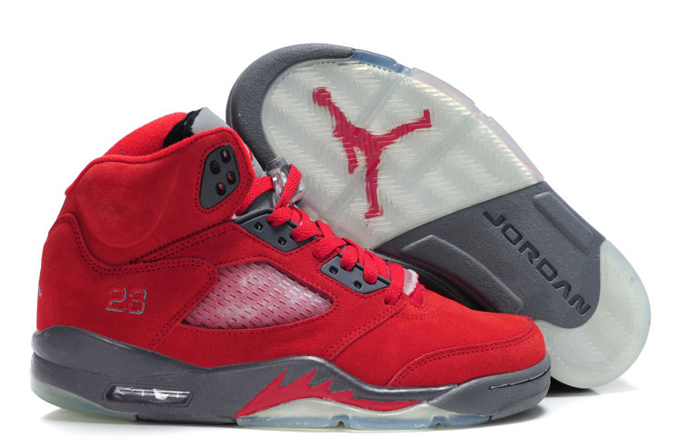 Womens Air Jordan 5 Suede Varsity Red Grey - Click Image to Close