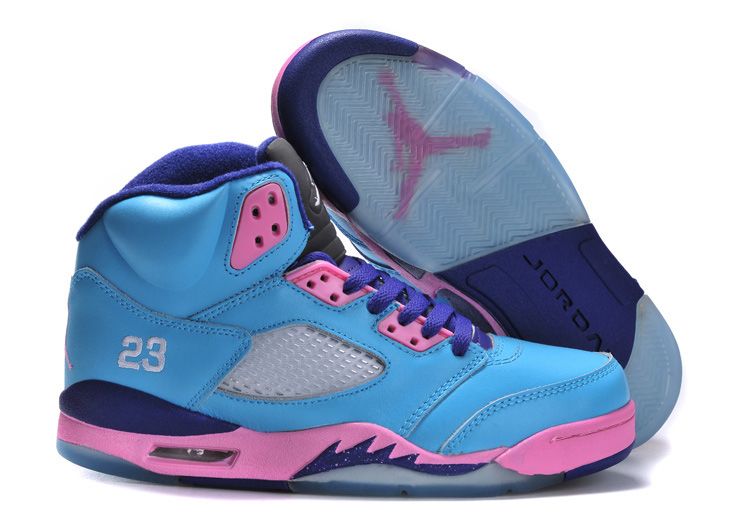 pink and baby blue jordans