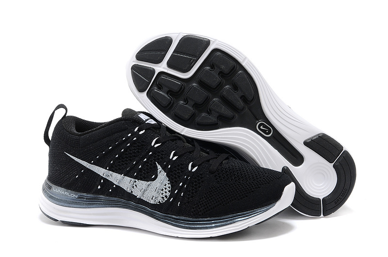 Womens Nike Flyknit Black White Shoes - Click Image to Close