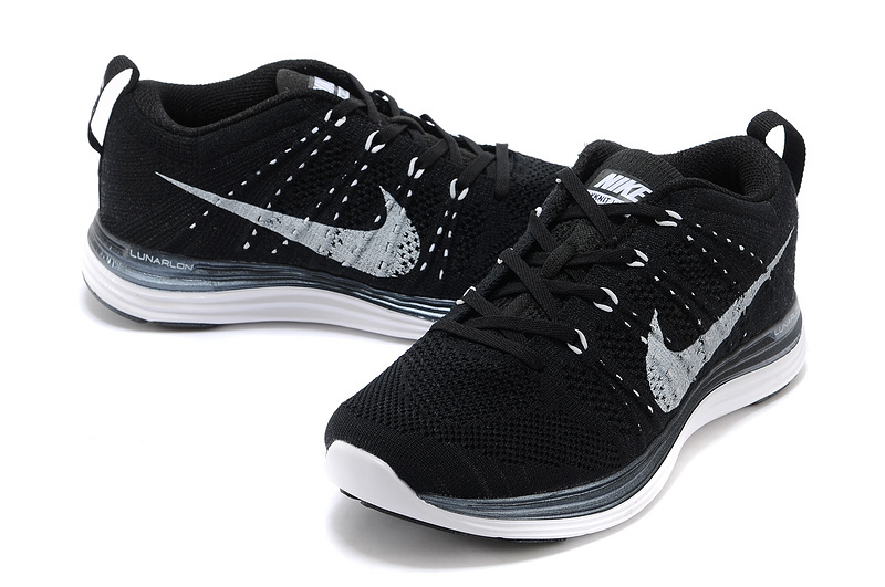 Womens Nike Flyknit Black White Shoes - Click Image to Close