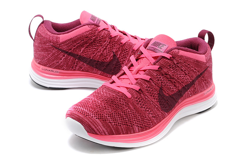 Womens Nike Flyknit Wine Red White Shoes