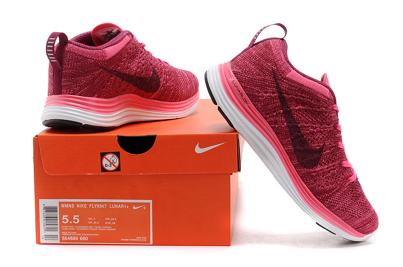 Womens Nike Flyknit Wine Red White Shoes