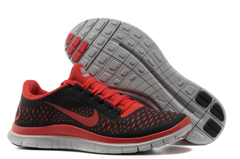 Women Nike Free Run+ 3 Black Red Grey Shoes - Click Image to Close