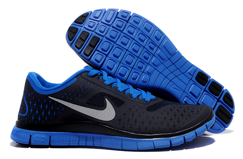 Women Nike Free Run 4.0 V2 Black Blue Shoes - Click Image to Close