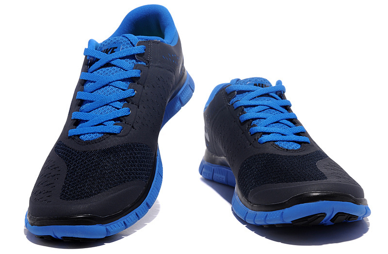 Women Nike Free Run 4.0 V2 Black Blue Shoes - Click Image to Close