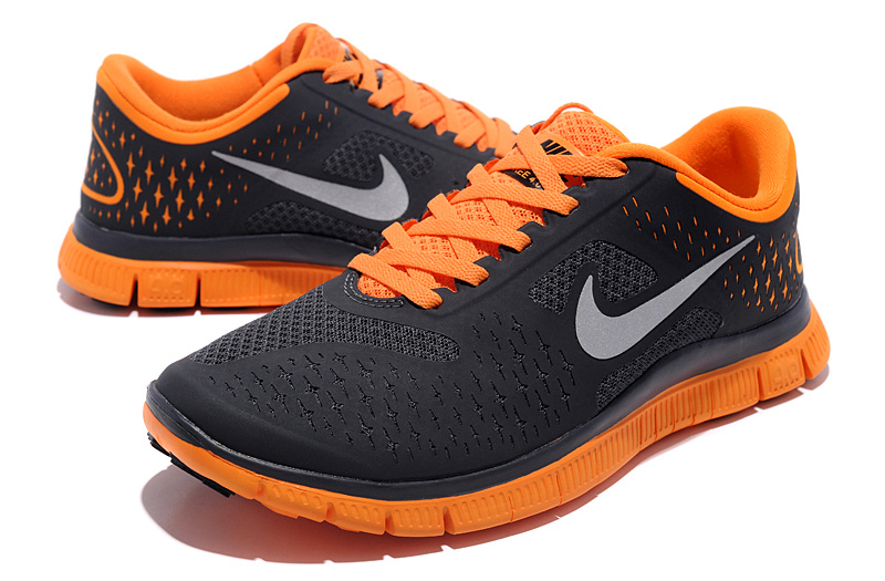 Women Nike Free Run 4.0 V2 Black Orange Shoes - Click Image to Close