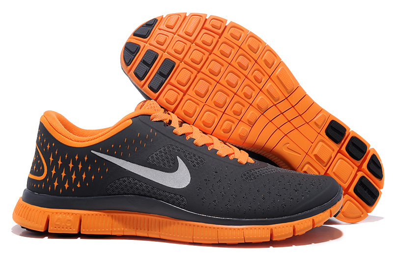 Women Nike Free Run 4.0 V2 Black Orange Shoes - Click Image to Close