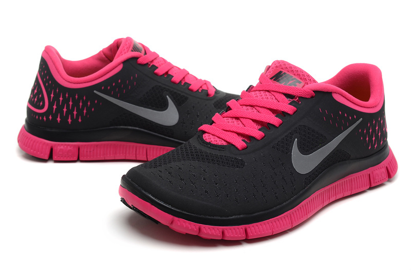 Women Nike Free Run 4.0 V2 Black Red Shoes - Click Image to Close