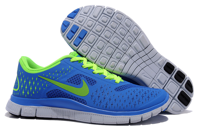 Women Nike Free Run 4.0 V2 Blue Green Shoes - Click Image to Close