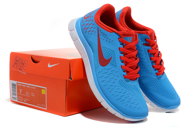 Women Nike Free Run 4.0 V2 Blue Orange Shoes