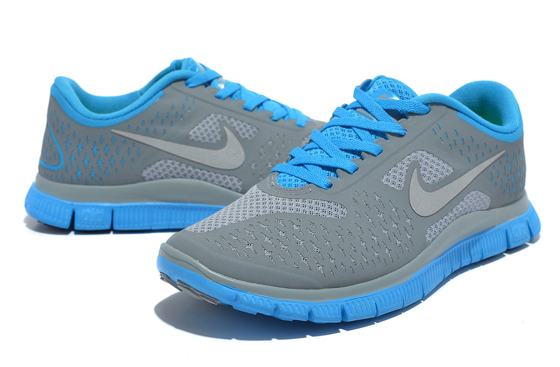 Women Nike Free Run 4.0 V2 Grey Blue Shoes - Click Image to Close