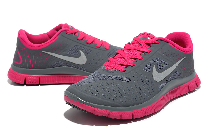 Women Nike Free Run 4.0 V2 Grey Pink Shoes - Click Image to Close