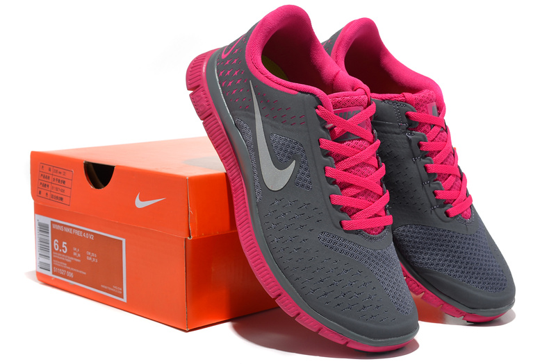 Women Nike Free Run 4.0 V2 Grey Pink Shoes - Click Image to Close