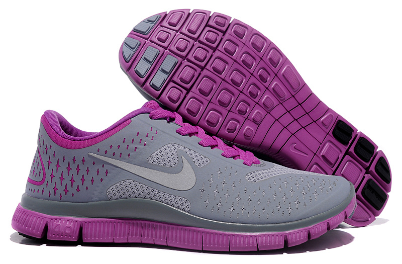 Women Nike Free Run 4.0 V2 Grey Purple Shoes - Click Image to Close