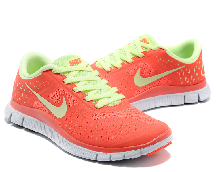 Women Nike Free Run 4.0 V2 Orange Green Shoes - Click Image to Close