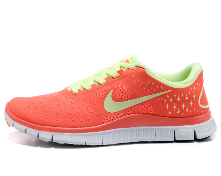 Women Nike Free Run 4.0 V2 Orange Green Shoes - Click Image to Close