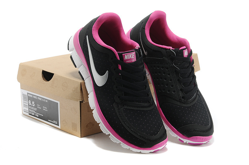 Womens Nike Free 5.0 V4 Black Peach White Shoes - Click Image to Close