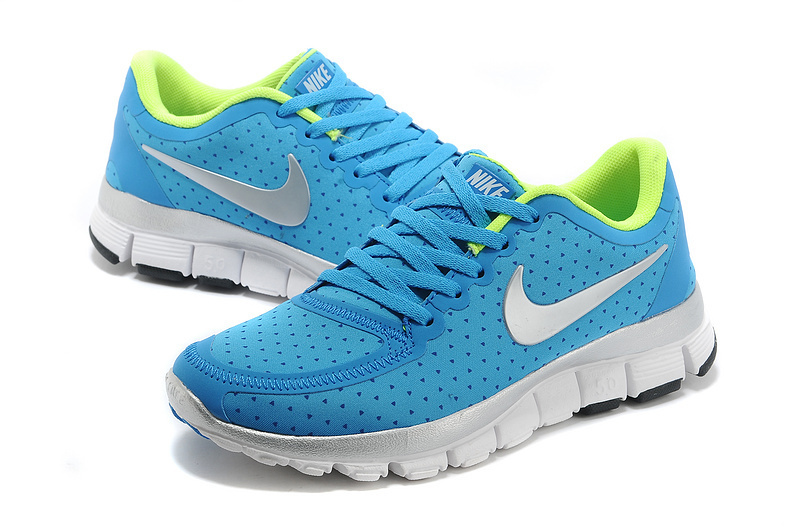 Womens Nike Free 5.0 V4 Blue Green White Shoes