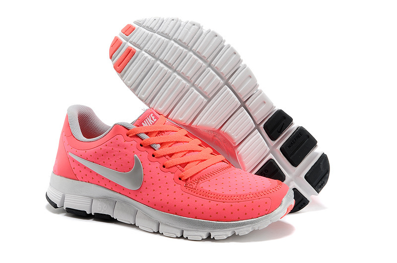 Womens Nike Free 5.0 V4 Peach Silver Shoes - Click Image to Close