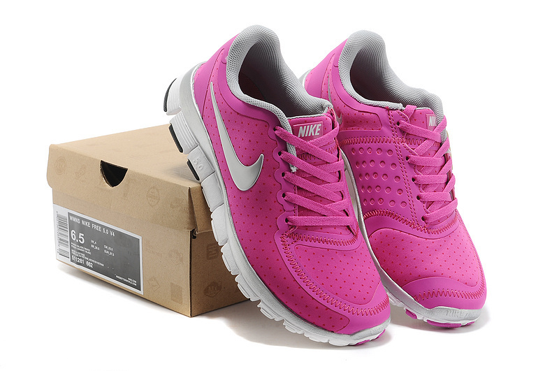 Womens Nike Free 5.0 V4 Pink White Shoes - Click Image to Close