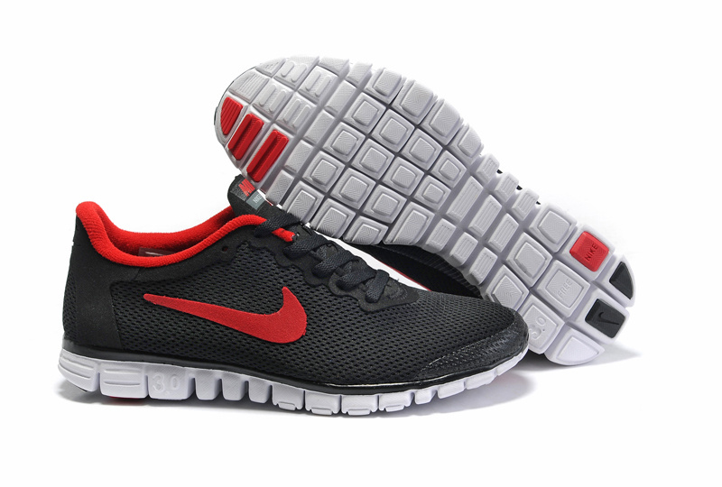 Women Nike Free 3.0 Mesh Black Red Shoes - Click Image to Close