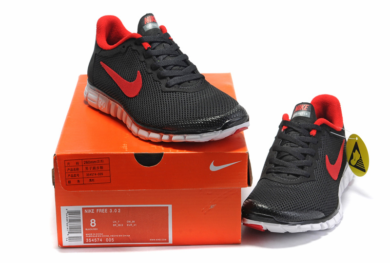 Women Nike Free 3.0 Mesh Black Red Shoes - Click Image to Close
