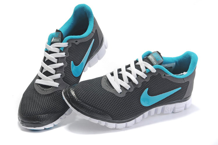 Women Nike Free 3.0 Mesh Dark Grey Blue Shoes - Click Image to Close