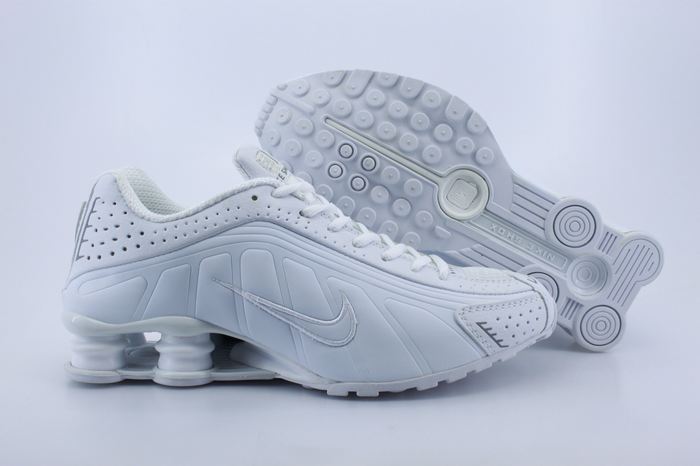Women Shox R4 Shoes All White - Click Image to Close