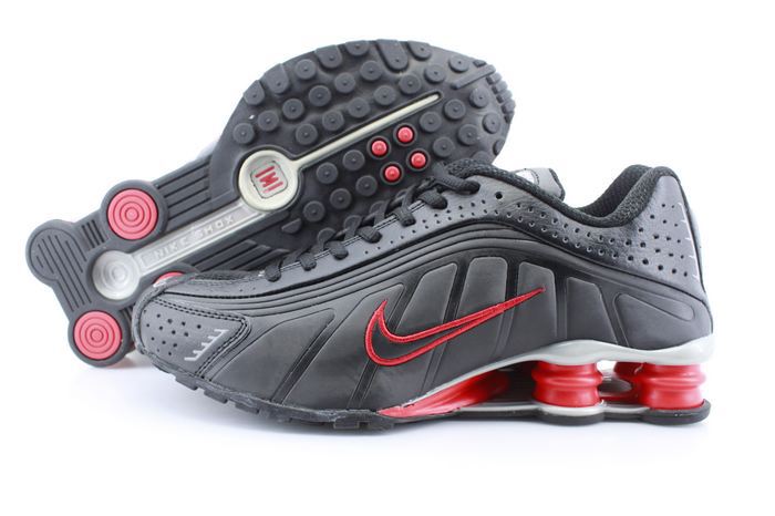 Women Shox R4 Shoes Black Red Logo