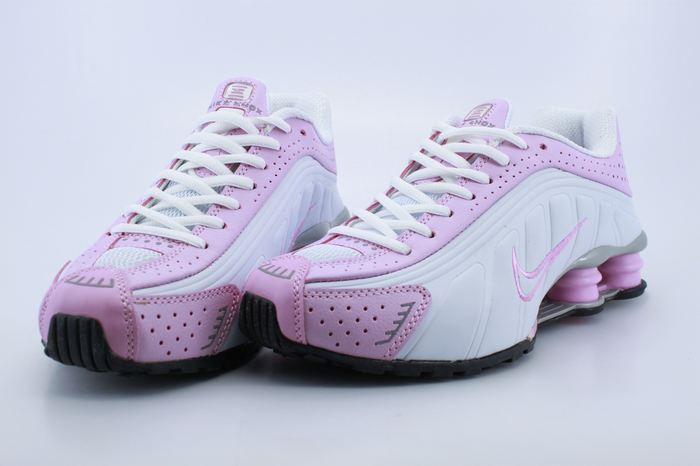 Women Shox R4 Shoes Pink White Pink Logo