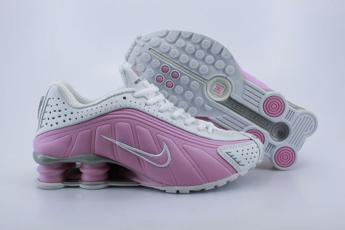 Women Shox R4 Shoes Pink White - Click Image to Close