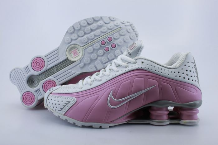 Women Shox R4 Shoes Pink White - Click Image to Close