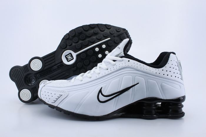 Women Shox R4 Shoes White Black Logo