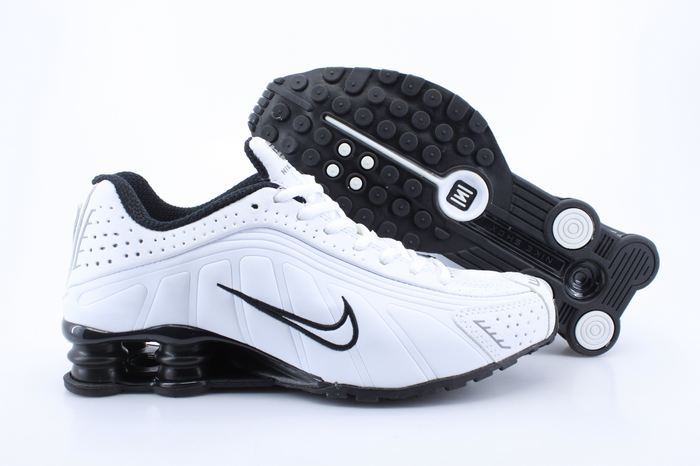 Women Shox R4 Shoes White Black Logo