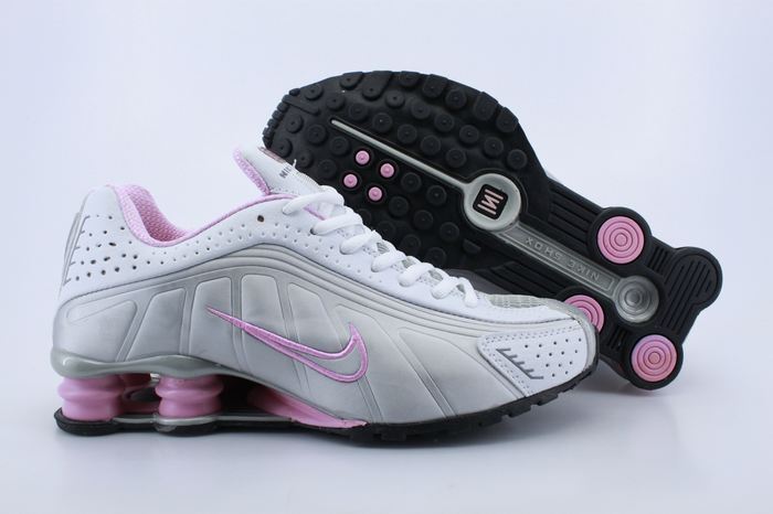 Women Shox R4 Shoes White Grey Pink