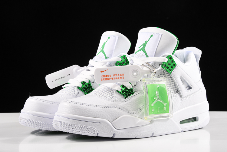 air jordan 4 green metallic white pine green metallic silver shoes