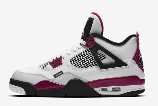 air jordan 4 psg white neutral grey black bordeaux shoes