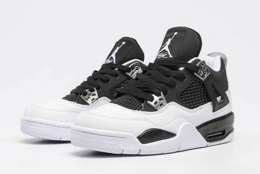 air jordan 4 retro black white metallic silver shoes