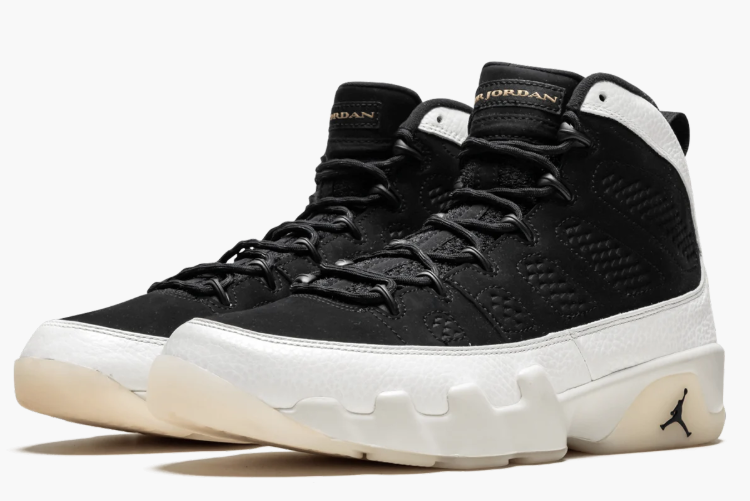 air jordan 9 retro la black summit white black metallic gold shoes - Click Image to Close