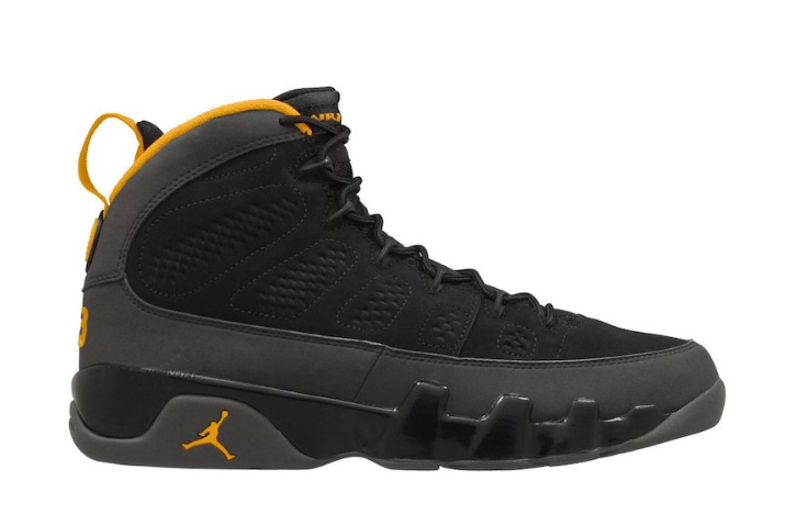 air jordan 9 university gold black dark charcoal university gold shoes - Click Image to Close