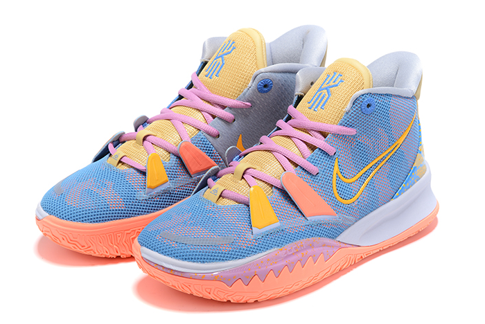 nike kyrie 7 blue pink purple yellow brown shoes