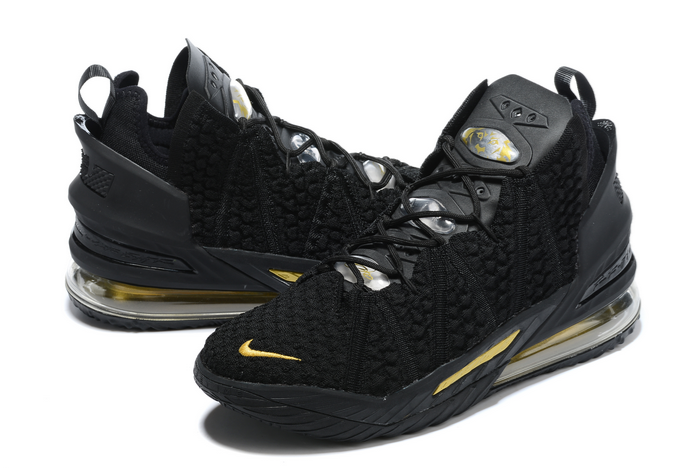 nike lebron 18 black metallic gold shoes